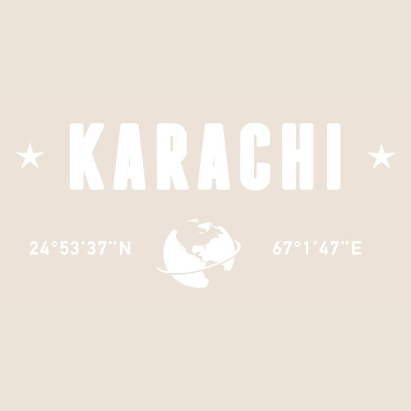 Karachi Pakistan Coordinates Planet Earth White