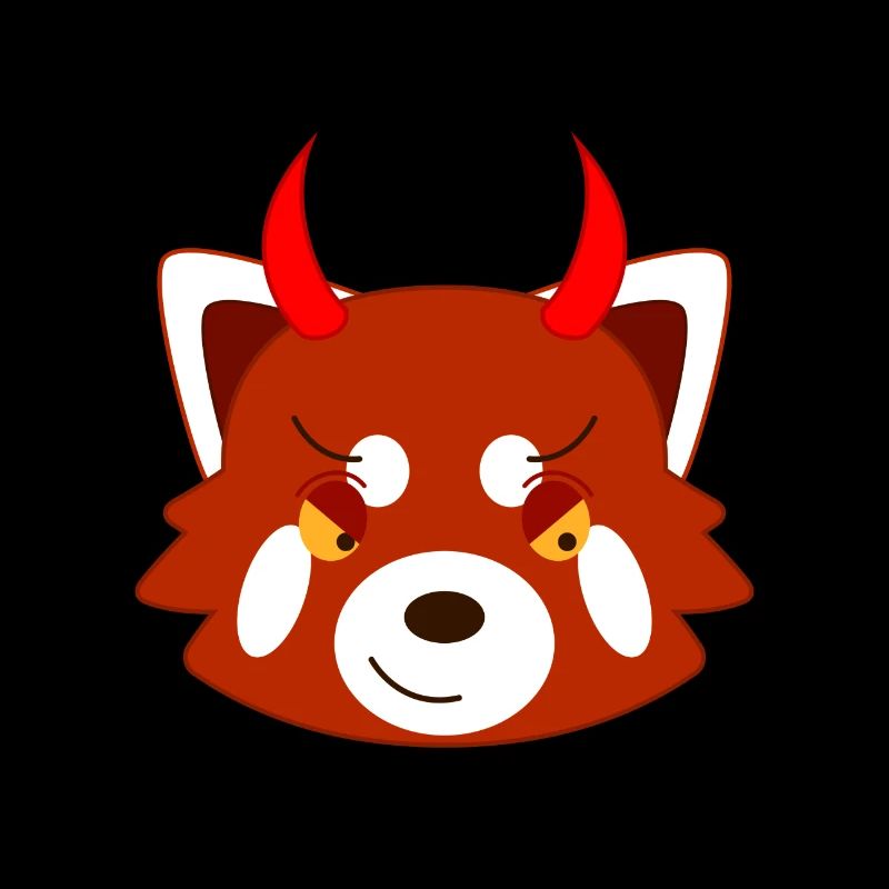 Red panda disguised as a devil for Halloween
