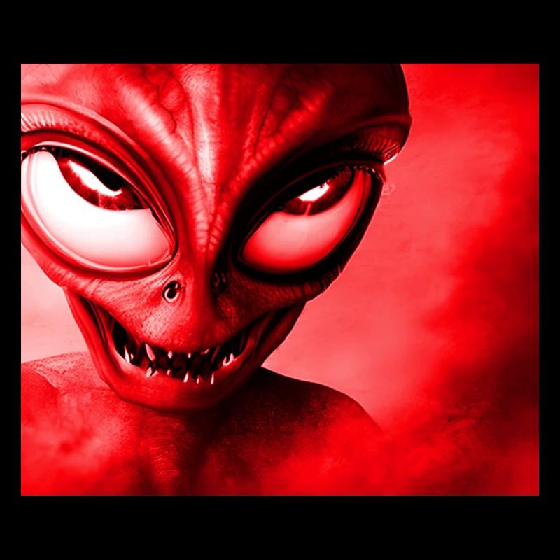 Alien with Sharp Teeth Design - Red