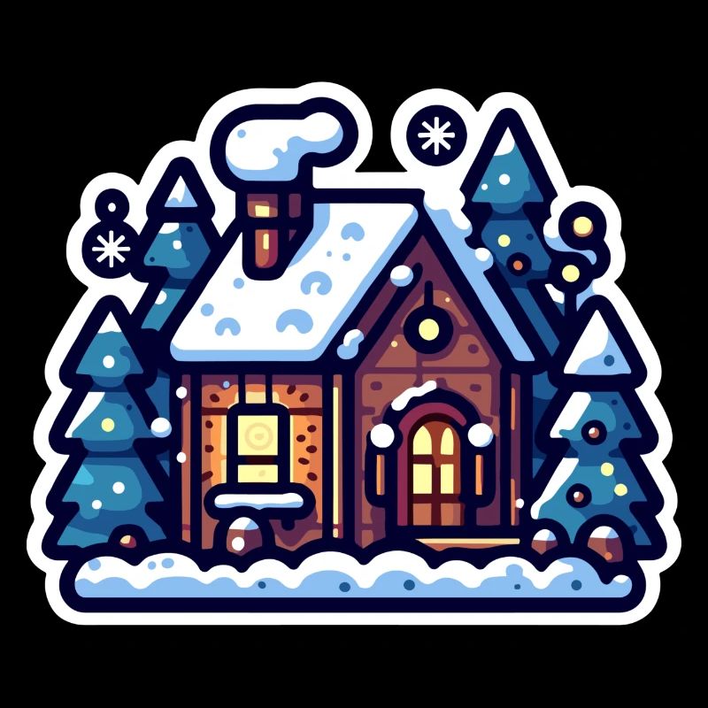 Cabane d’hiver confortable : Illustration de vacances festives