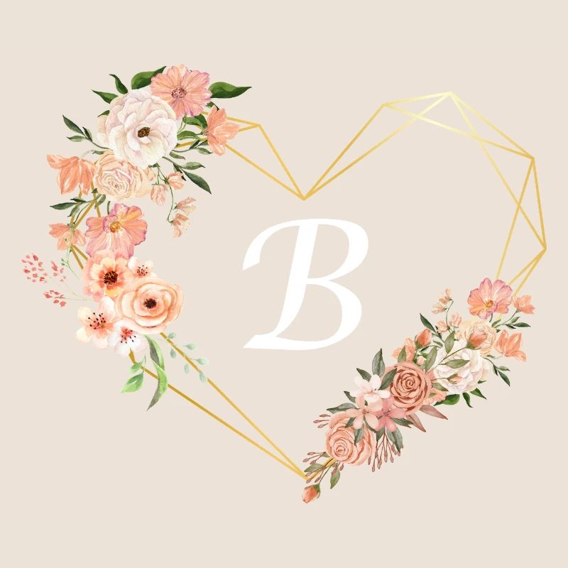 Buchstabe b florales goldenes Herz