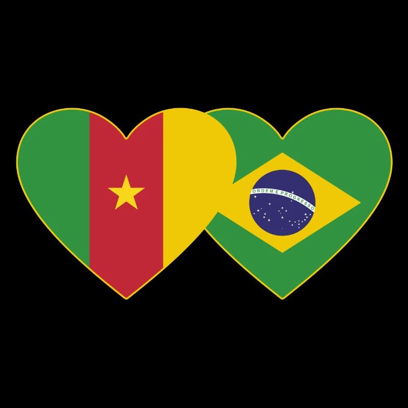 Cameroun Brésil Flag Coeur