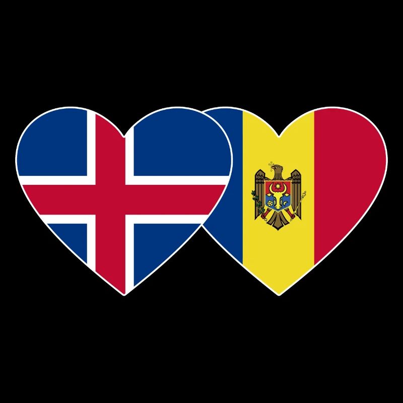 Iceland Moldova Flag Heart