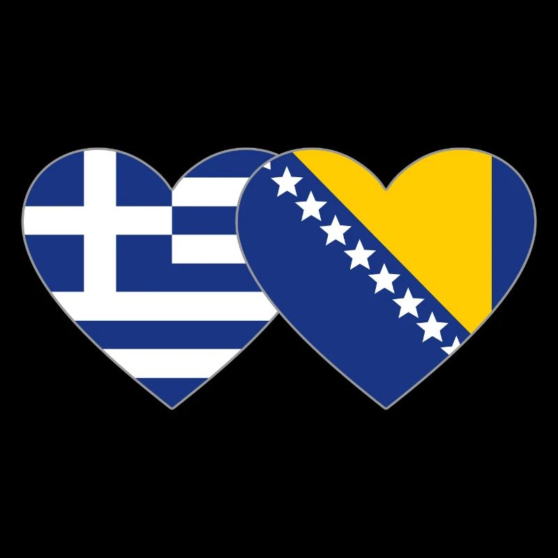 Grèce Bosnie Flag Heart