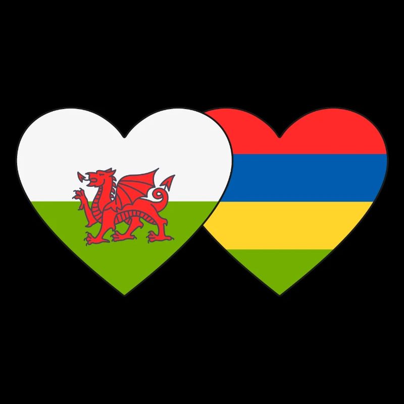 Wales Mauritius Flagge Herz