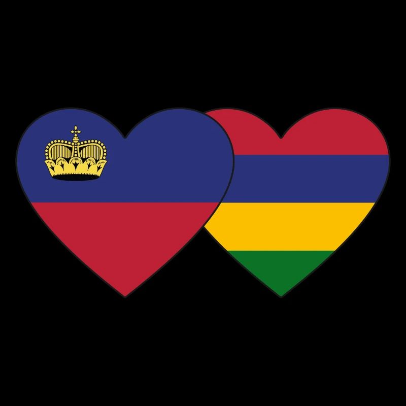 Liechtenstein Mauritius Flag Heart