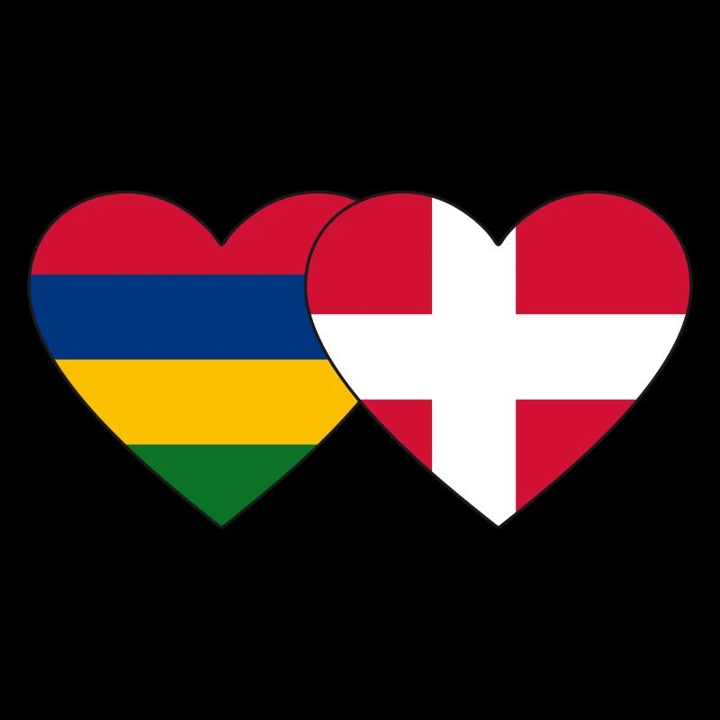 Mauritius Denmark Flag Heart