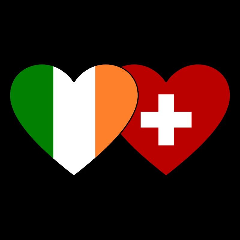 Irlande Suisse Flag Heart