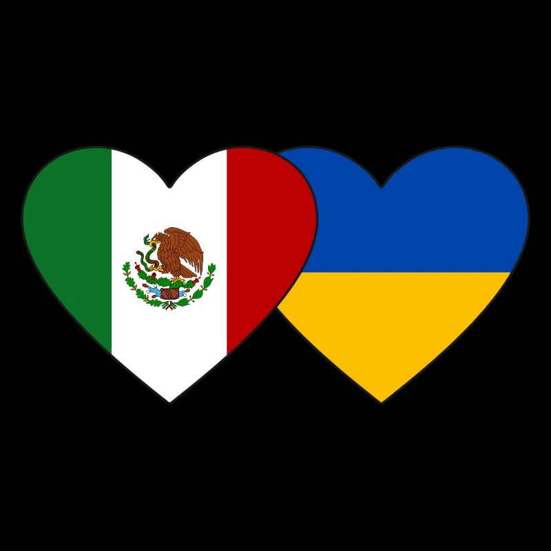 Mexiko Ukraine Flagge Herz
