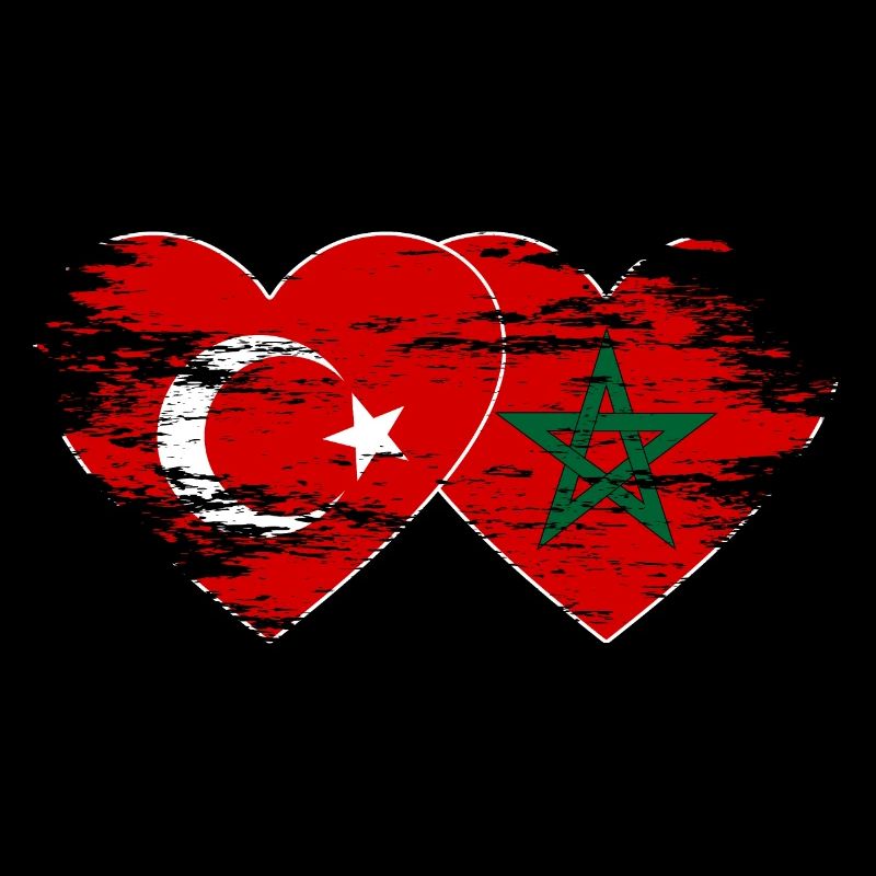 Turquie Maroc drapeau coeur utilisé
