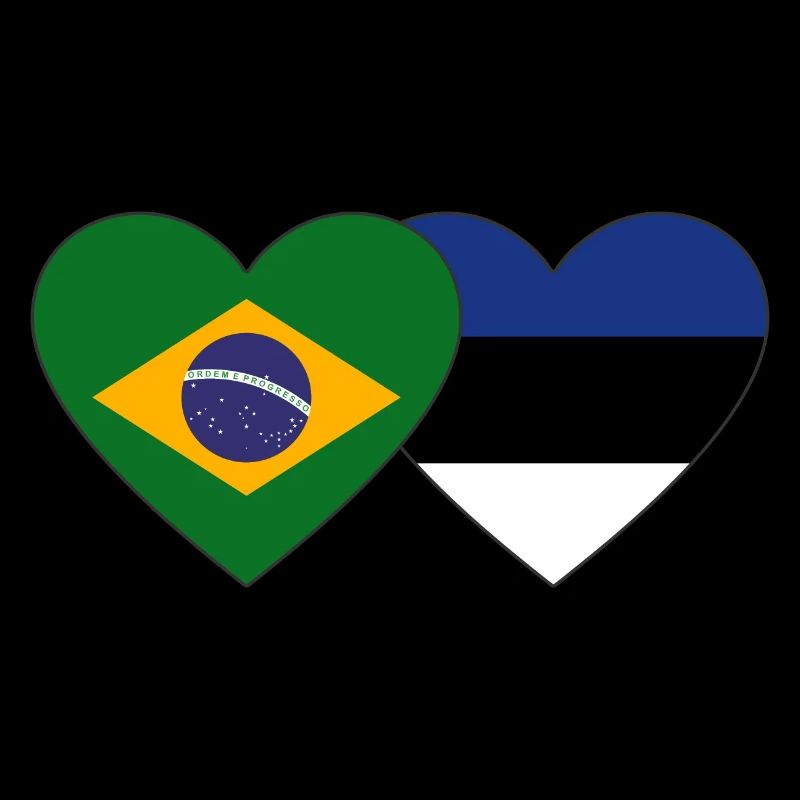 Brésil Estonie Drapeau Coeur