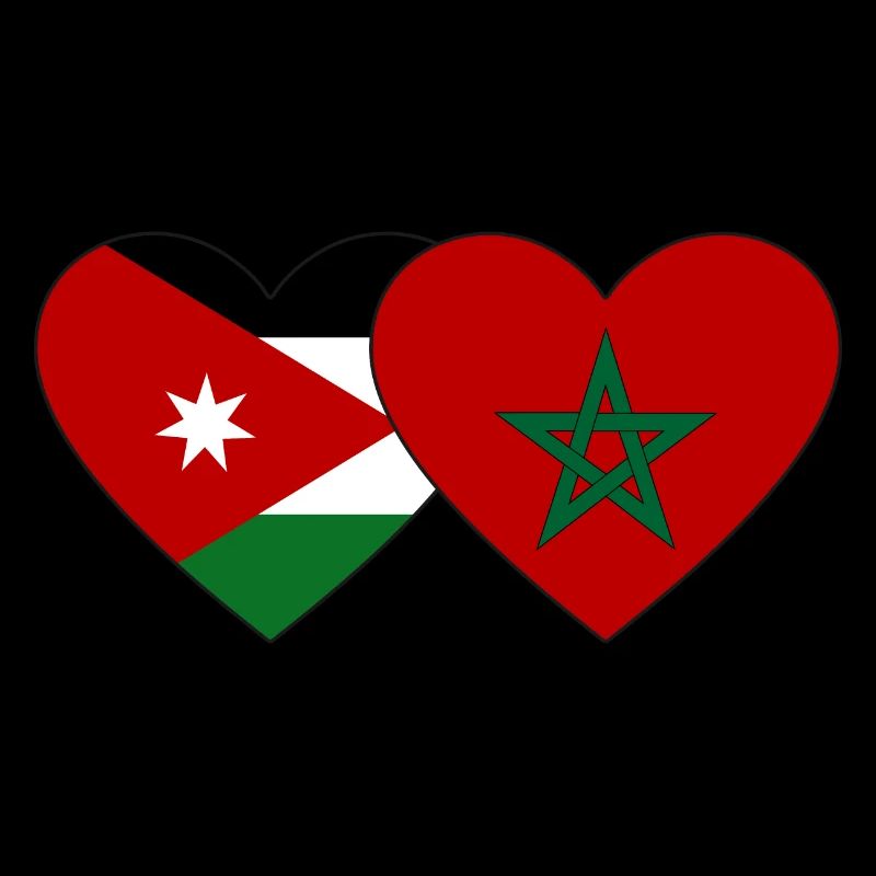 Jordan Morocco Flag Heart