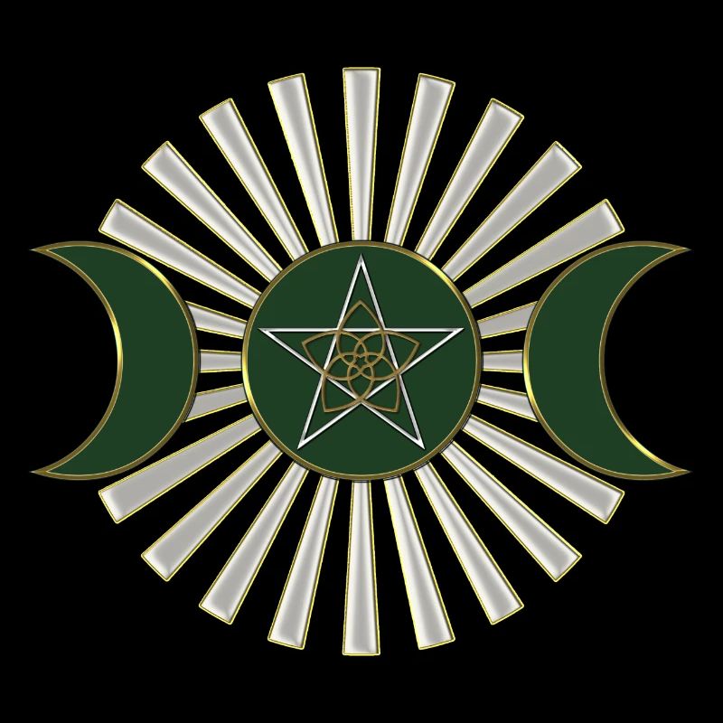 Moon - Pentagram - Venus flower - green