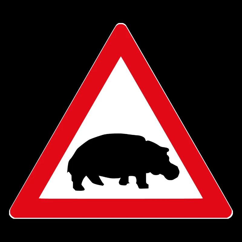 Straßenschild mit Nilpferd