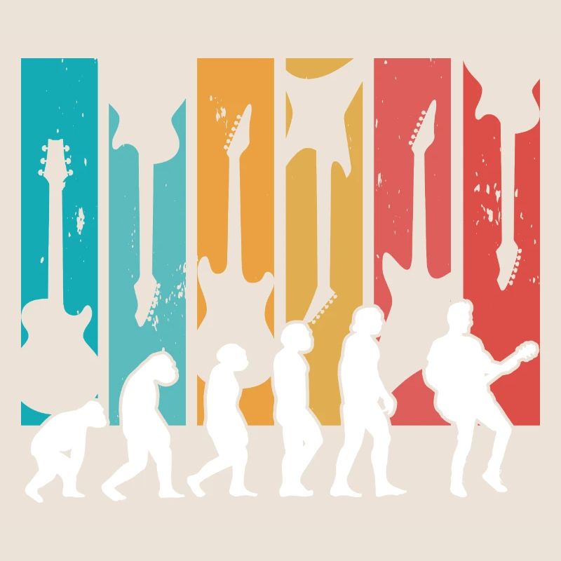 Human Evolution Guitar Band Retro Vintage