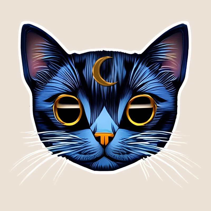 Chat avec une lune espace et cosmos