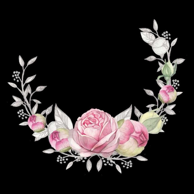 Couronne de fleurs avec roses, personnalisable