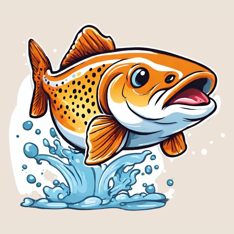 Conception de truite en cours d’exécution : Art de poisson coloré et mignon