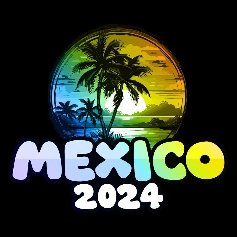 Mexico 2024 Palm Trees Multicolored