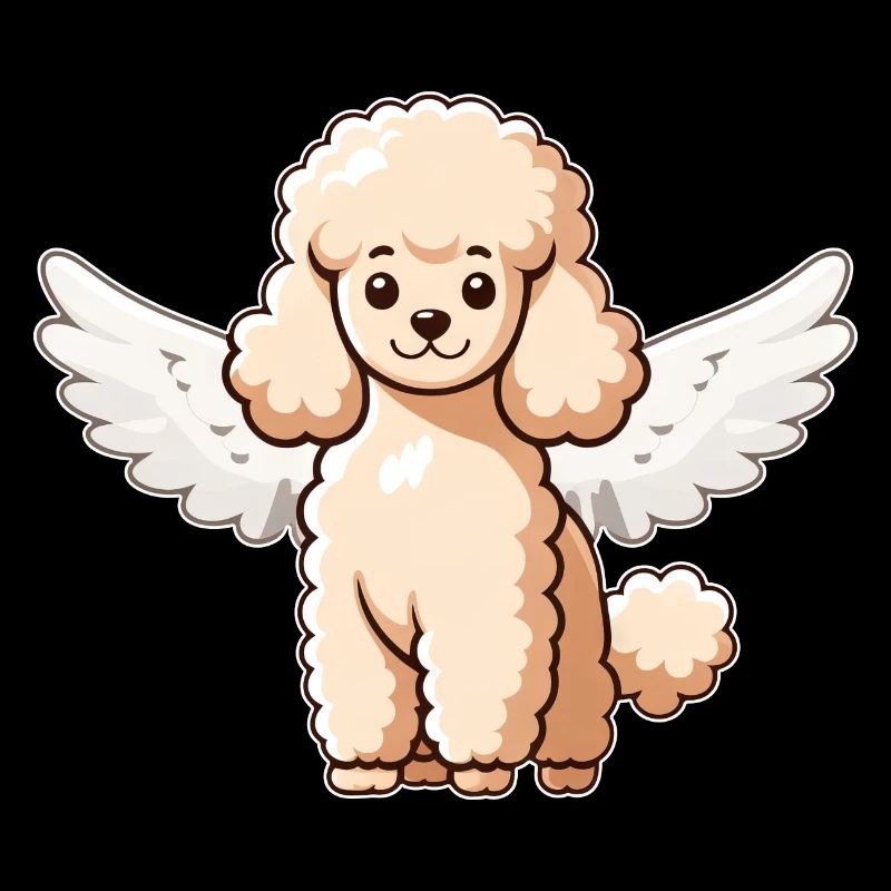 Chien caniche mignon avec des ailes d’ange dessin animé