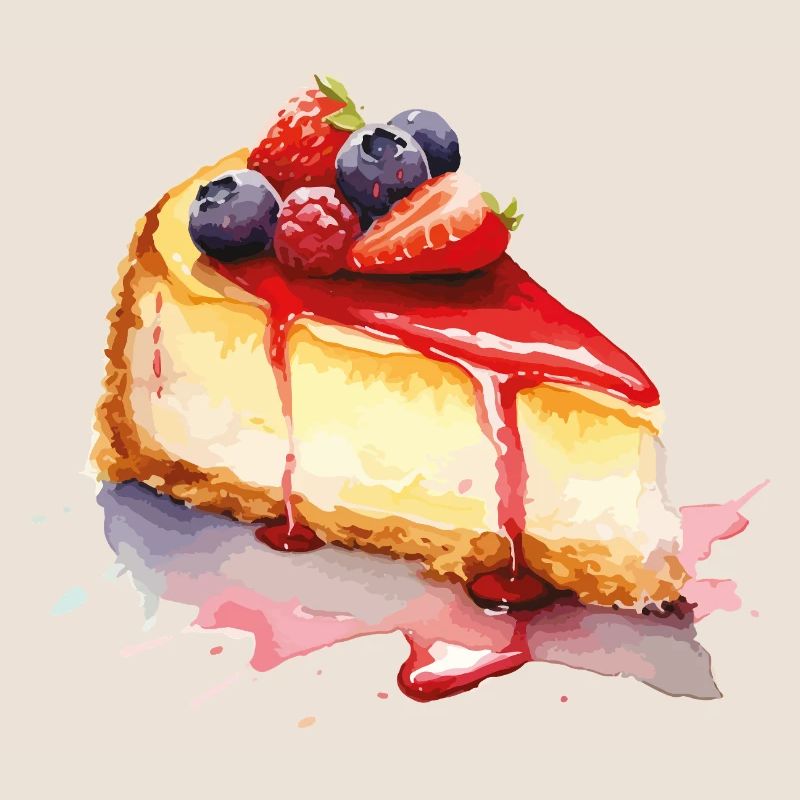 Gâteau au fromage Aquarelle Fruit Graphique