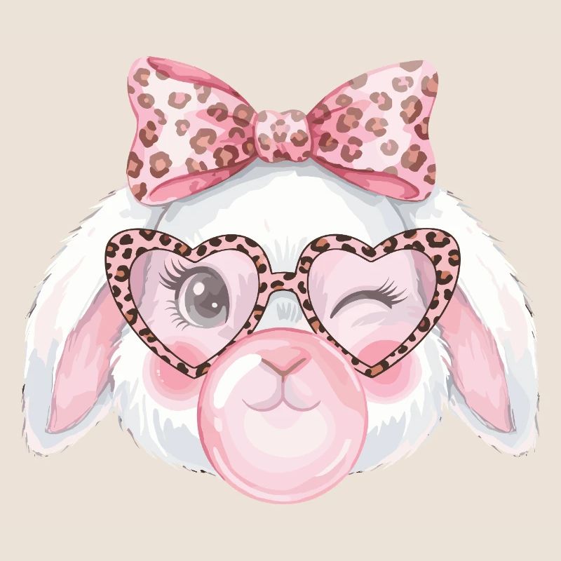 Leopard Glasses Easter Bunny with Pink Bow