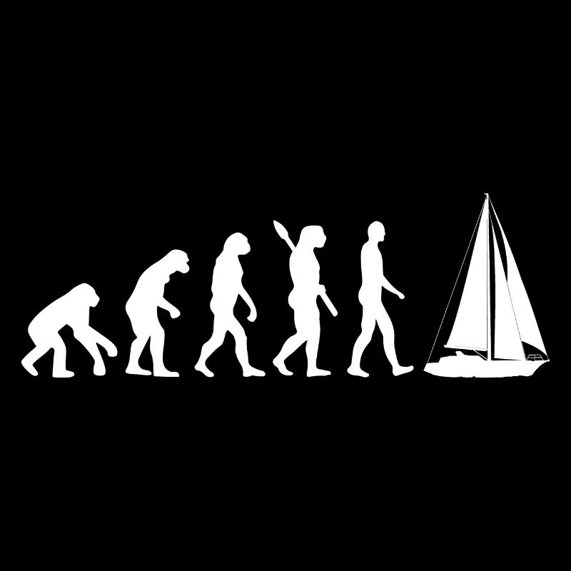Evolution Graphic Sailboat Captain Sailing Sea Boa