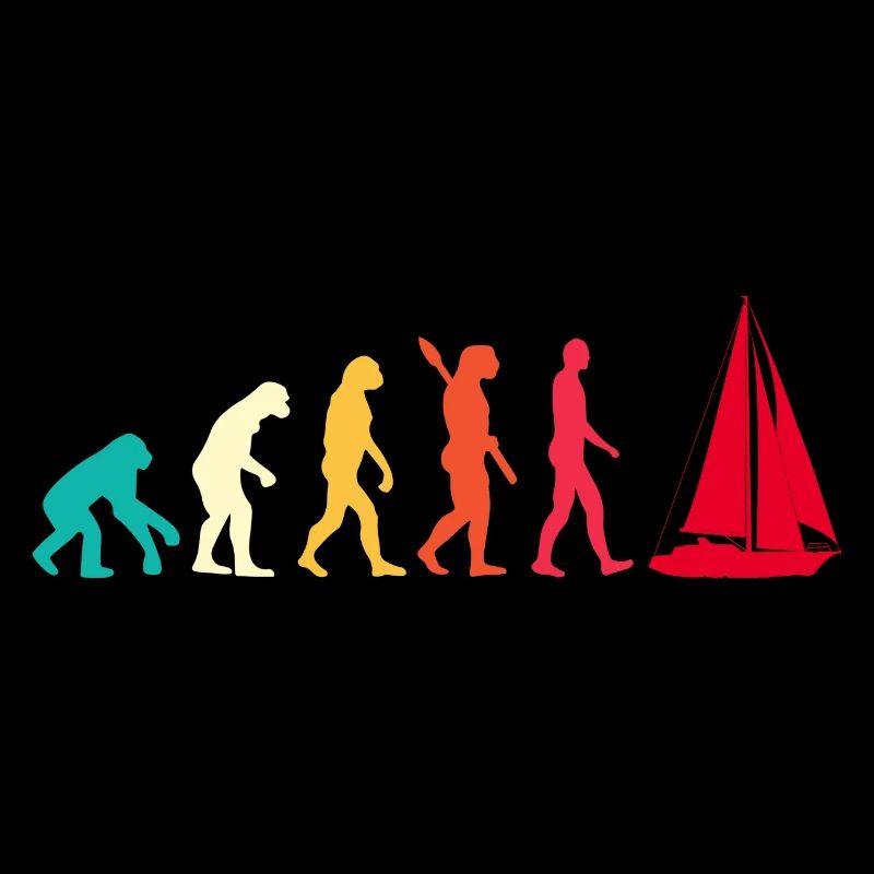 Evolution Graphic Sailboat Captain Sailing Sea Boa