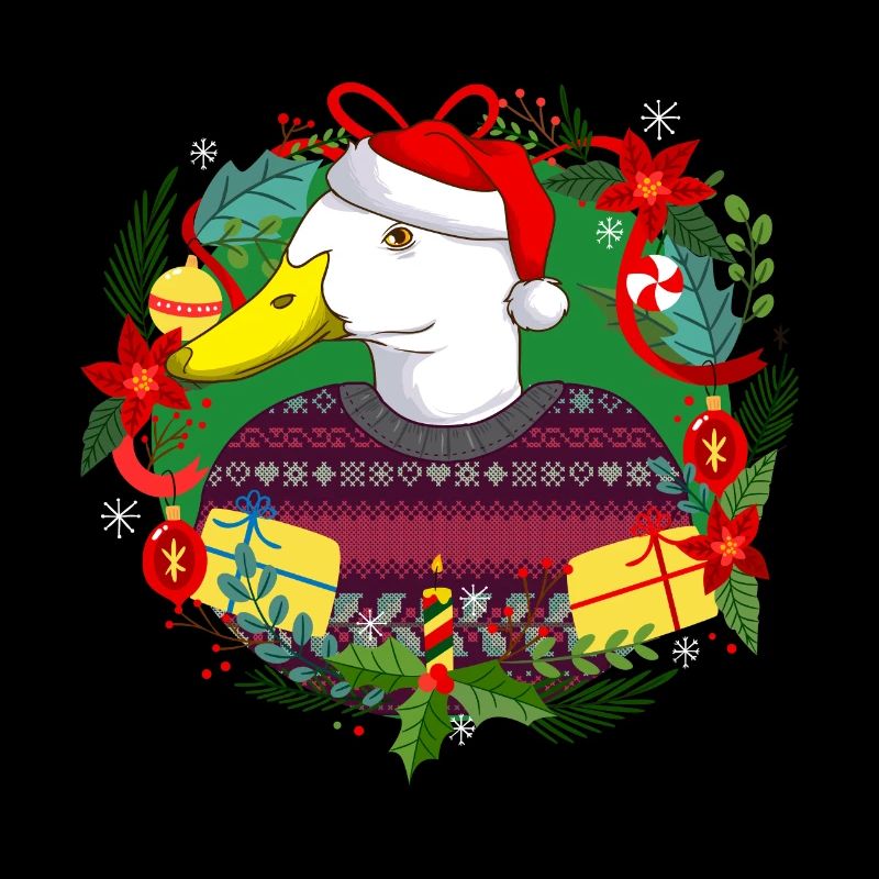 Canard de Noël moche en pull de Noël avec chapeau