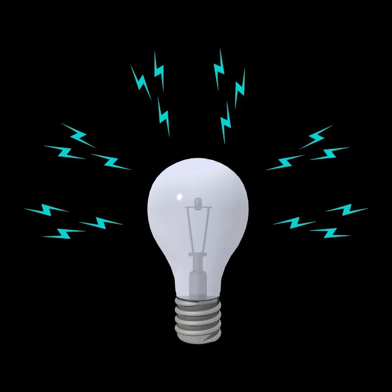 Glühbirne mit Blitzsymbolen