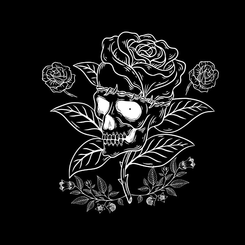 Skull and Roses - Skull With Rose Flowers
