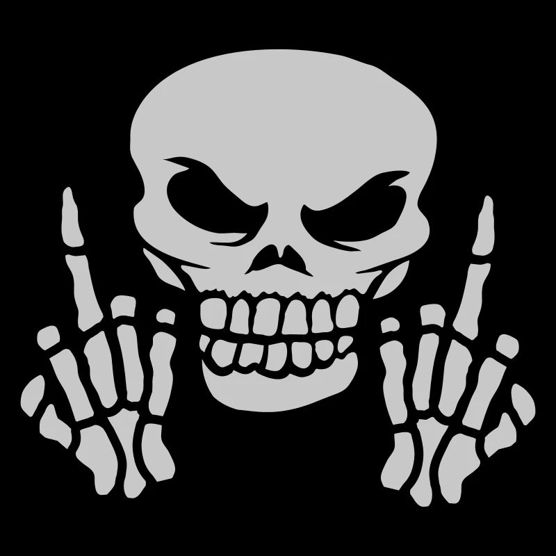 Totenkopf Schädel Mittelfinger zeigen
