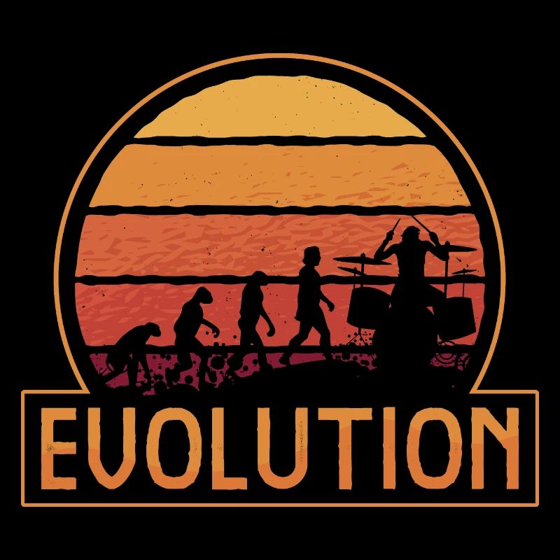 Evolution de l’homme Drums Band Retro Vintage Drummer