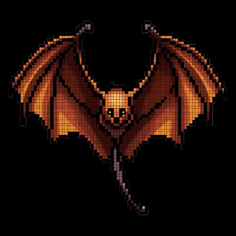Flying fox in minimalist pixel graphics