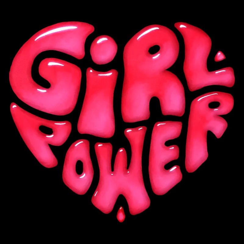 Conception de texte girl power en forme de cœur