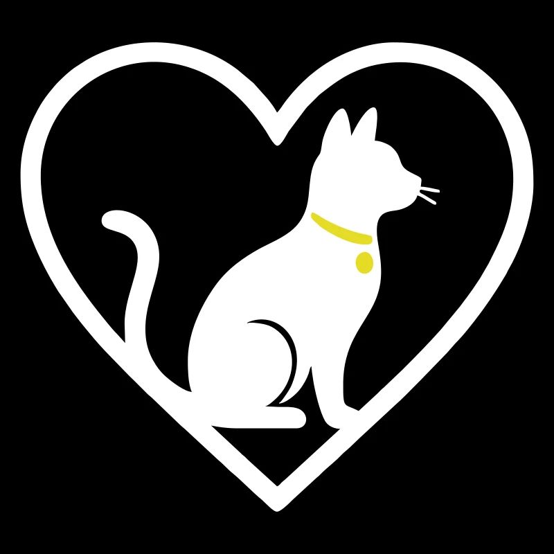 Cat Heart Silhouette Cute Pet Lover Gift