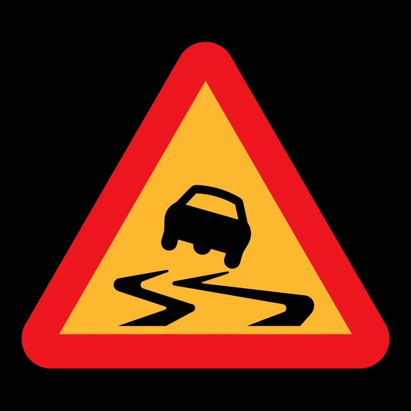 Slippery Road Car Warning