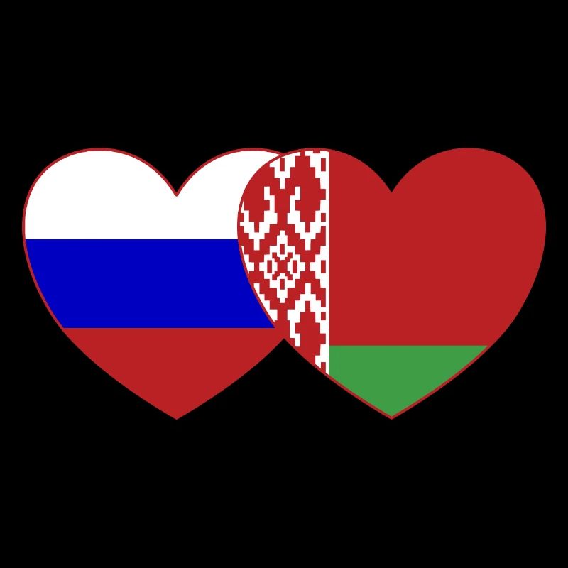 Russie Biélorussie Drapeau Cœur