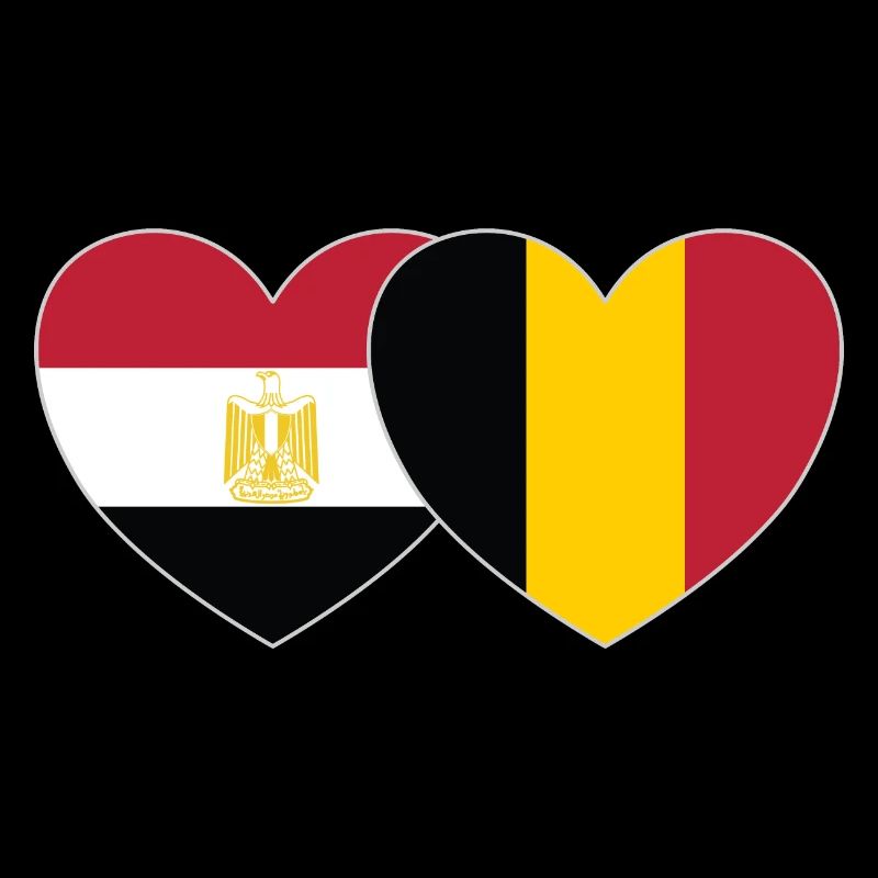 Egypte Belgique Drapeau Coeur