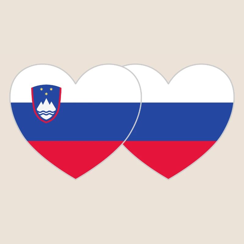 Slovénie Russie Drapeau Coeur