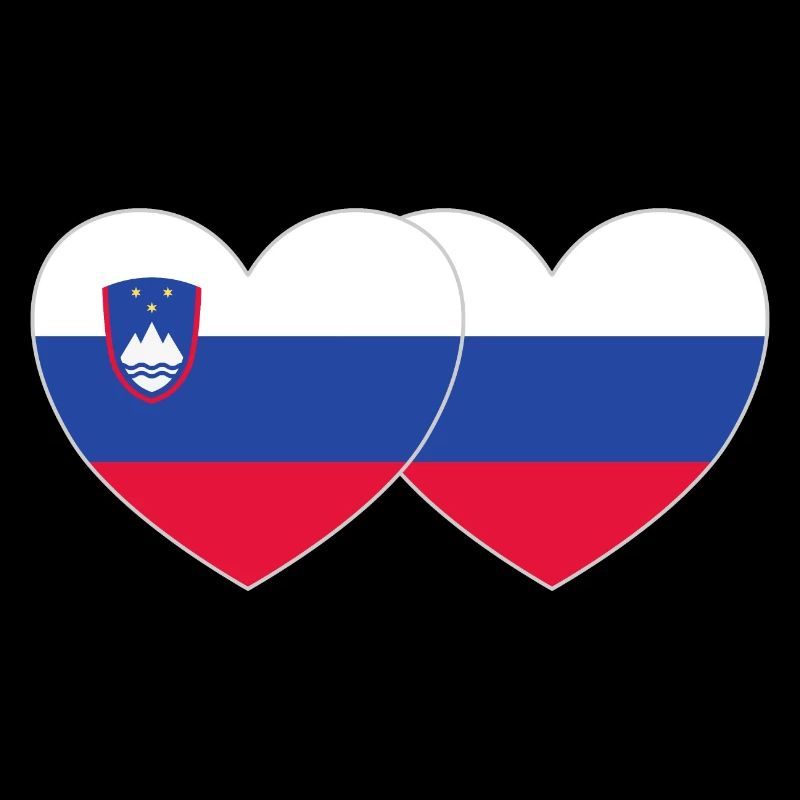 Slovénie Russie Drapeau Coeur