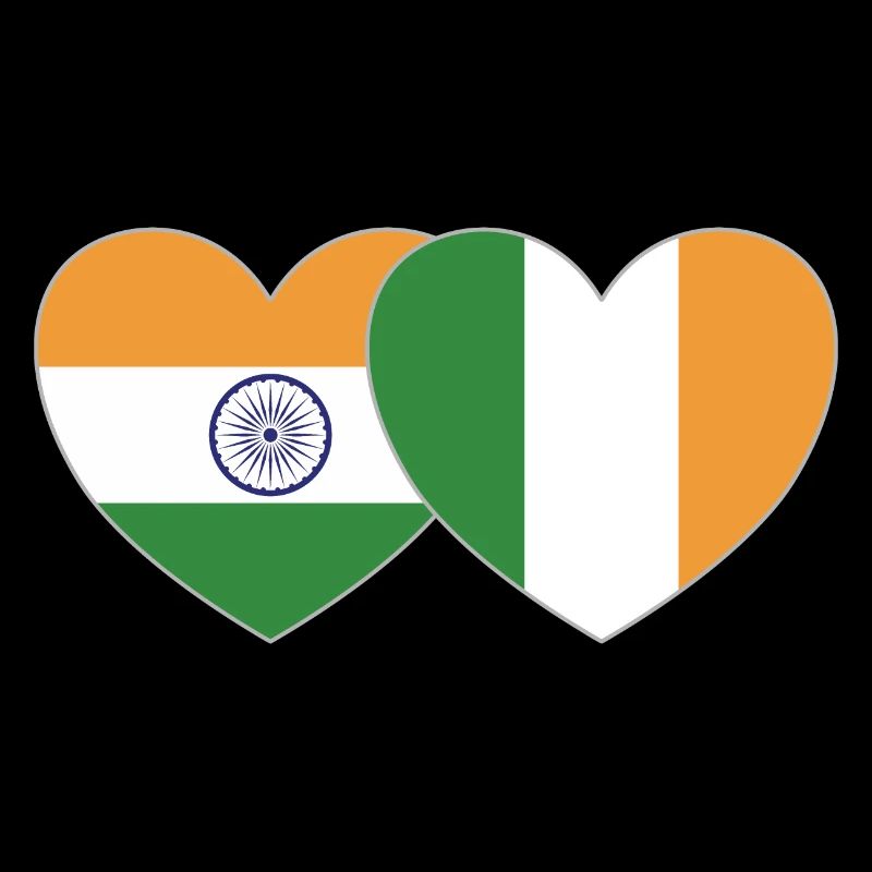 Inde Irlande Flag Heart