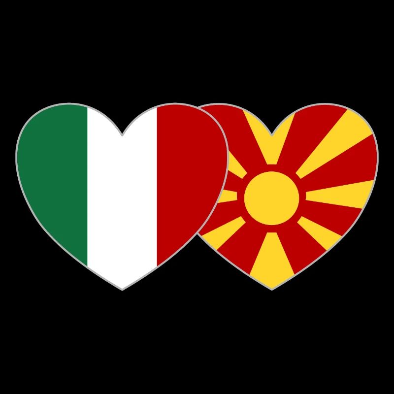 Italie Macédoine Drapeau Coeur