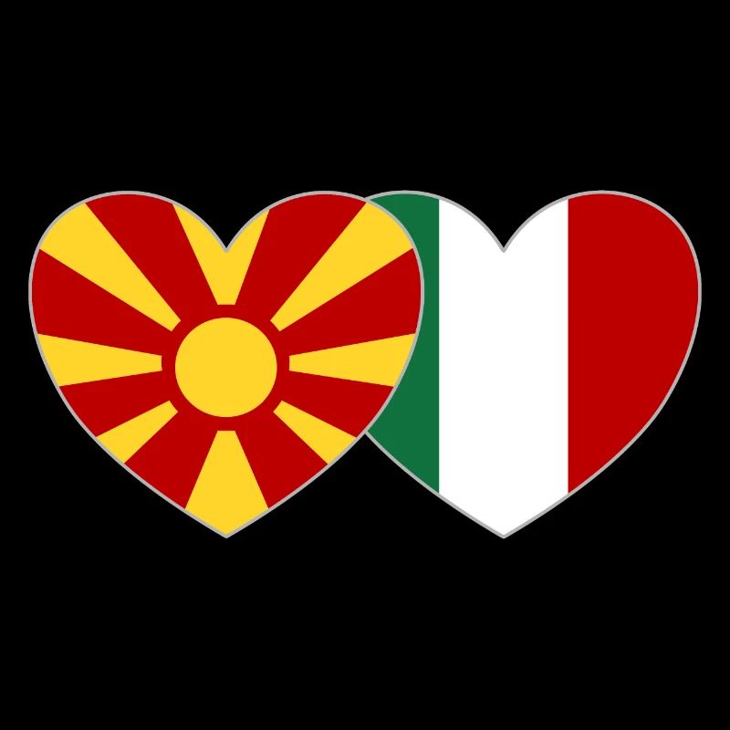 Macédoine Italie Drapeau Coeur