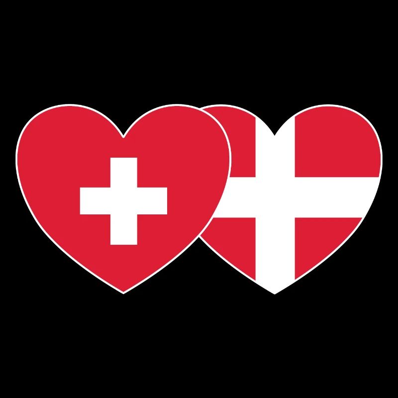 Suisse Danemark Flag Heart