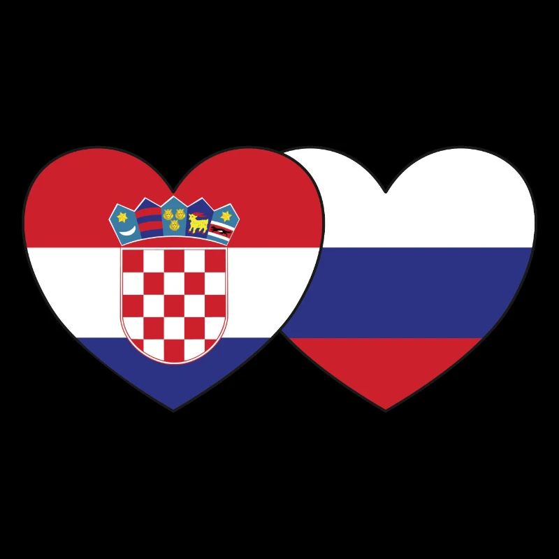 Croatie Russie Flag Coeur