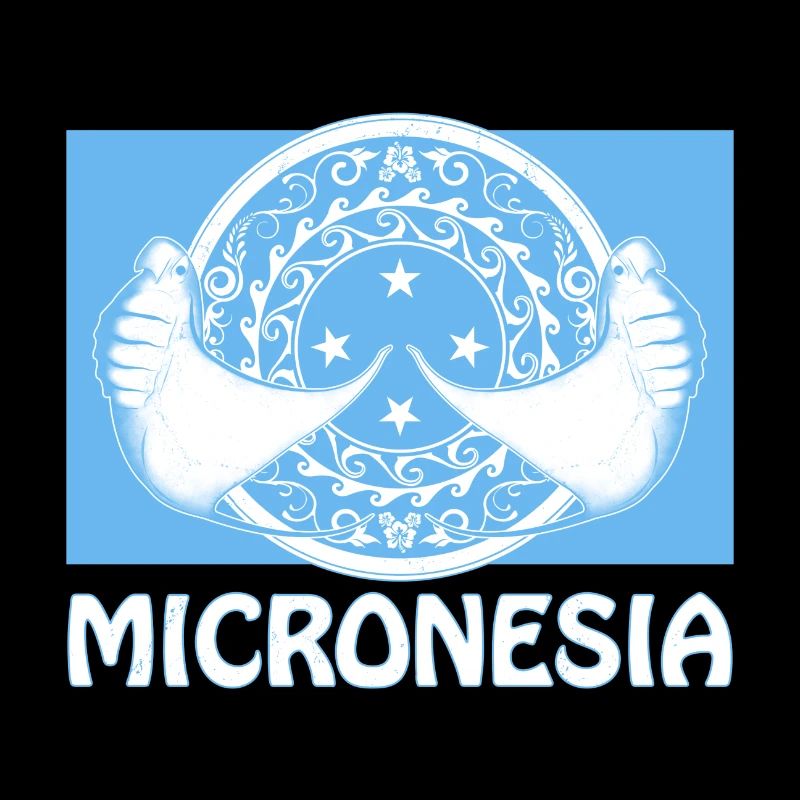Flag of Micronesia and manta rays