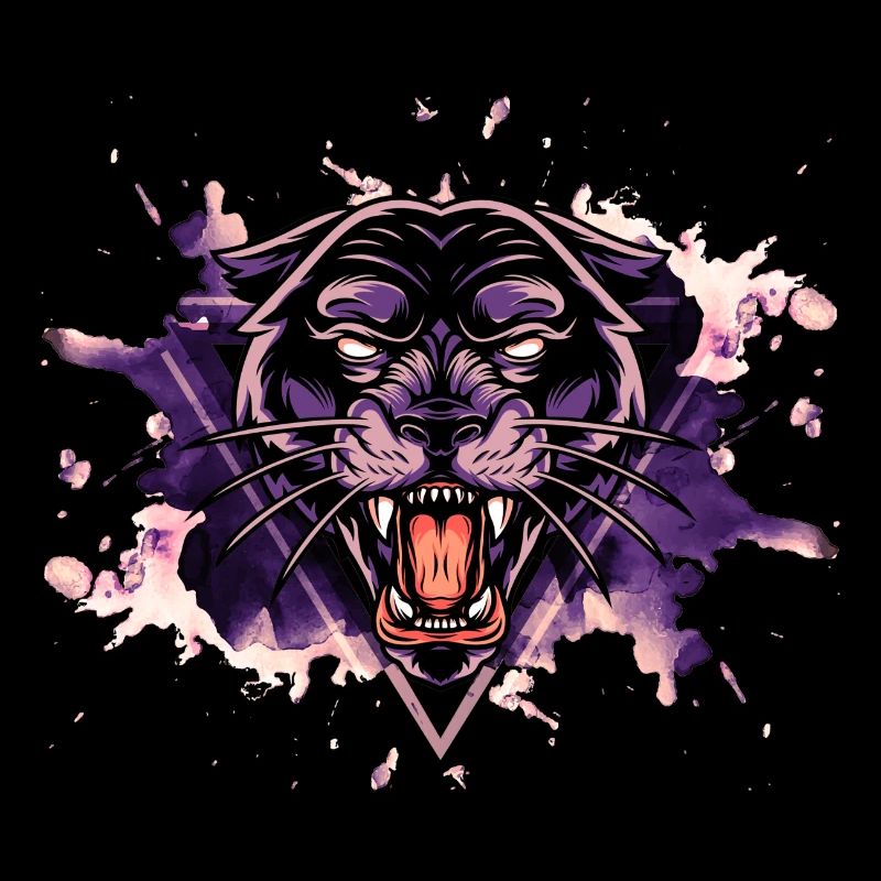 Panther Panter Lila Schwarz Splash Raubtier Tier
