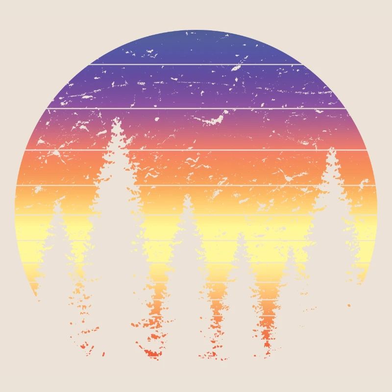 Retro Forest Mountains Wanderabenteuer Outdoor