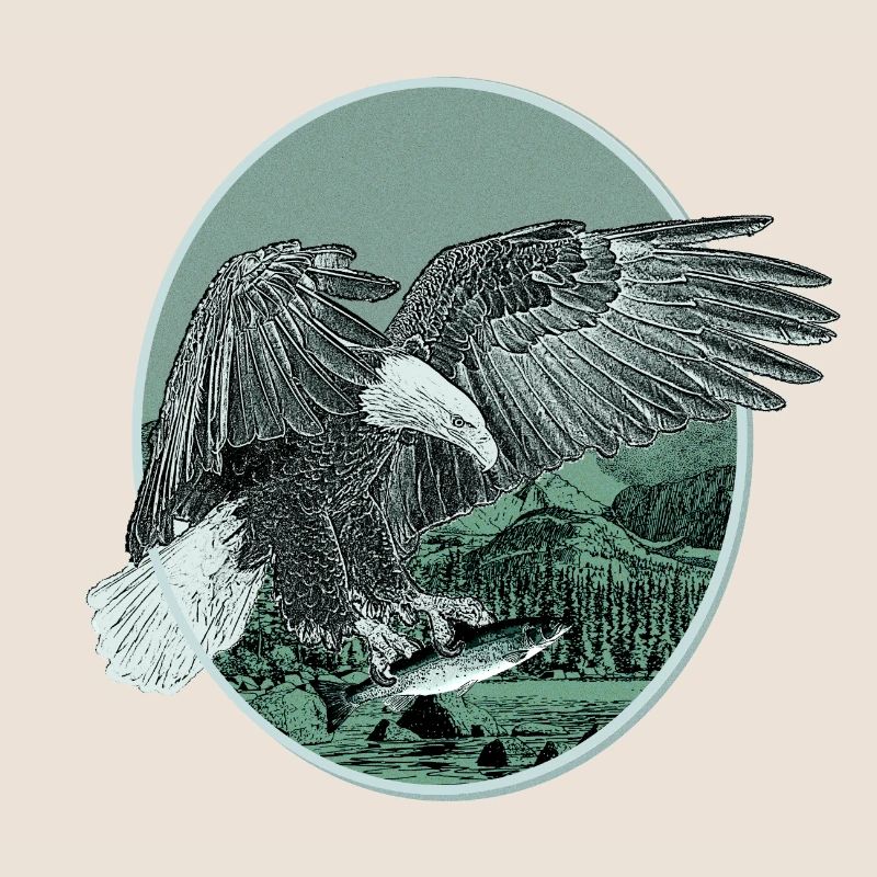 Eagle Eagle Motif Pygargue à tête blanche Chasse à la pêche